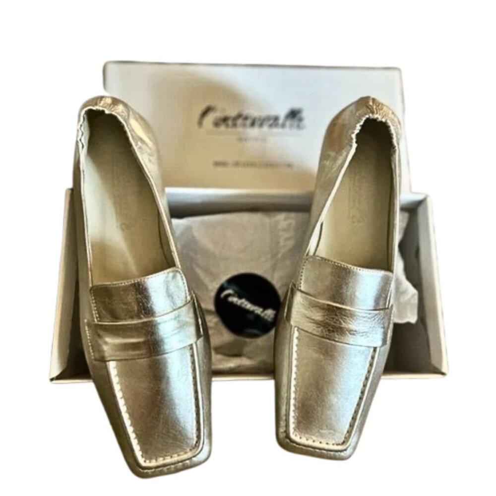 'Medici' Metallic Silver Slip-On Loafers